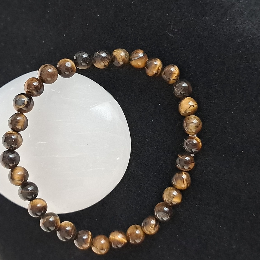 Tigers Eye‎ Natural Crystal Stone Stretchy Bracelet. 6MM Bead Size.